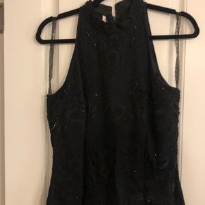 High necked beaded sleeveless top